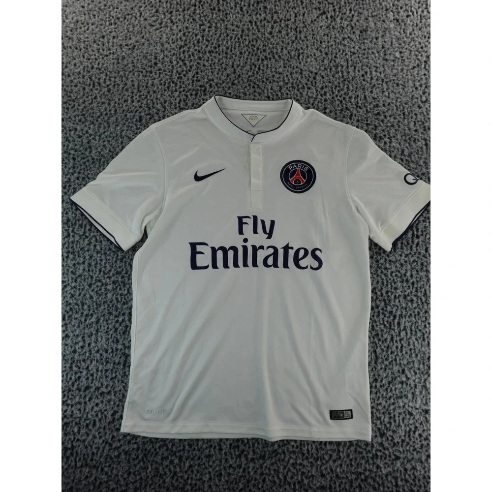 Paris Saint Germain PSG‎ Nike Dri Fit Soccer Jersey White Navy Blue Authentic L
